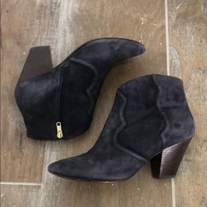 Ash brand western style navy suede booties